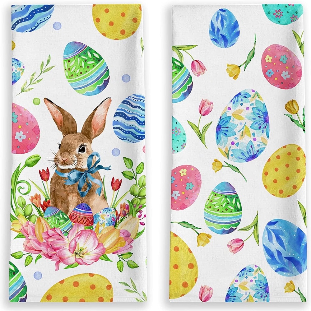 Easter Bunny and Egg Print Towels